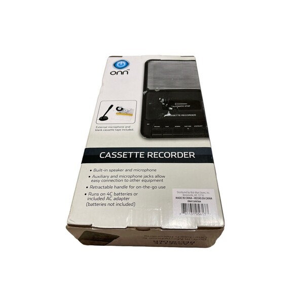ONN Cassette Recorder External/Built-in Microphone One Touch Recording Tape New - Picture 2 of 4